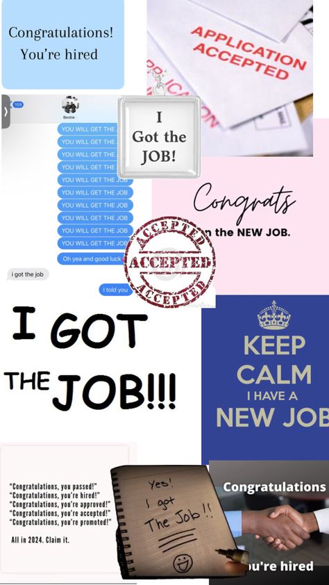 Dream Job Quotes, New Job Congratulations, Career Affirmations, Got The Job, Manifesting Vision Board, I Got The Job, Vision Board Examples, Money Vision Board, Career Vision Board