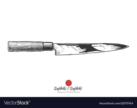 Japanese Knife Tattoo Ideas, Santoku Knife Tattoo, Japanese Chef Knife Tattoo, Culinary Tattoos, Sushi Drawing, Sushi Knife, Knife Logo, Japanese Kitchen Knife, Tattoo 2024