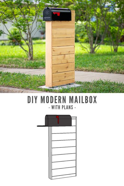 Modern Mailbox Diy, Modern Mailbox Post, Farmhouse Mailboxes, Mailbox Diy, Wood Mailbox, Modern Mailbox Design, Brick Mailbox, Mailbox Stand, Mailbox Makeover