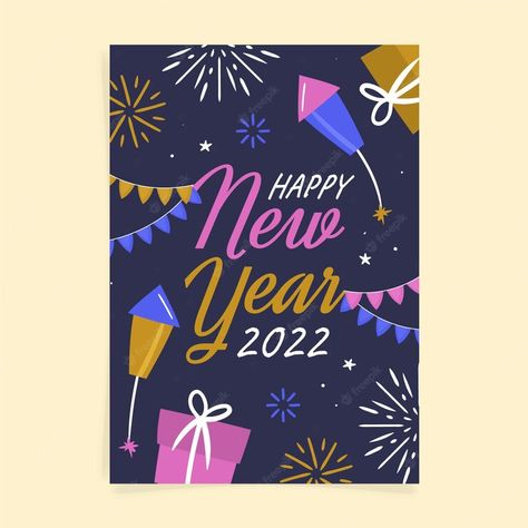 Premium Vector | Hand drawn flat new year greeting card template New Years Card, New Year Greeting Card, New Year Greeting, Greeting Card Template, New Year Greeting Cards, New Year Greetings, New Year Card, Vector Hand, Cool Art Drawings