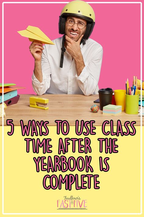 The yearbook is complete, submitted, done. Now what? You have several months of school left, and you aren’t sure how to keep your students on task for the remaining days. Does this sound familiar? With spring delivery or even summer delivery books where students take yearbook/journalism as a class, it’s often difficult — and even daunting — to come up with creative and constructive ways to use that time. In this blog post, I’ll share 5 ways to use class time after the yearbook is complete. Journalism High School, Yearbook Class Ideas, Yearbook Class Activities, Yearbook Activities, Yearbook Classroom, Elementary Yearbook Ideas, Teaching Yearbook, Middle School Yearbook, Yearbook Class