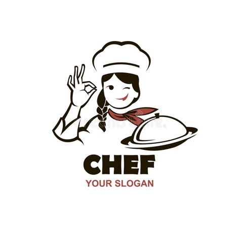 Curry Logo, Chef Logo Design, Chef Woman, Logo Design Women, Cooking Logo, Lady Logo, Chef Logo, Kitchen Logo, Logo Cartoon