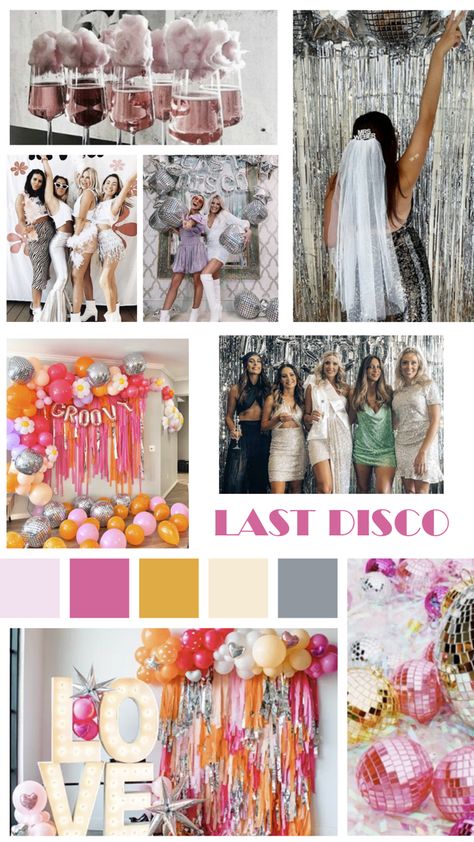 #bachelorette #party #lastdisco #panieński Last Disco Party, Bachelorette Party Theme, Bridal Shower Bachelorette Party Ideas, Hens Party Themes, Hen Night Ideas, Classy Bachelorette Party, Last Disco, Bachelorette Tees, Disco Decorations