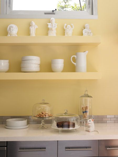 Butter-Yellow Walls | Color of the Month, March 2015: Custard Yellow | This Old House Mobile Kitchen Yellow Walls, Kitchen Color Yellow, Kitchen Yellow, Yellow Paint Colors, Kitchen Wall Colors, Kitchen Paint Colors, Kitchen Corner, Yellow Kitchen, Wall Paint Colors