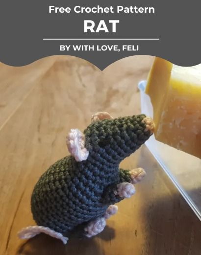 Free Crochet Patterns | Free Crochet Pattern Rat • Rat Amigurumi • Free Crochet Patterns Crochet Rat Amigurumi Free Pattern, Rat Crochet Pattern Free, Rat Crochet Pattern, Rat Crochet, Rat Pattern, Crochet Rat, Gardening Drawing, Aesthetic Gardening, Tattoo Garden