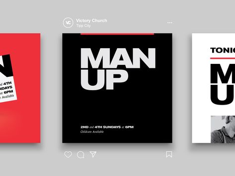 Man Up ad modern simple clean black and red masculine manly strong bold bold font type post instagram instagram design layouts layout branding man up groups church Masculine Design Branding, Masculine Social Media Design, Red Black Branding, Masculine Graphic Design, Masculine Branding, Bold Branding Design, Parrot Logo, Black Branding, Branding Images