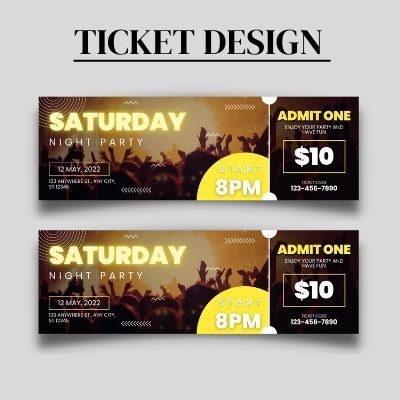 Concert Passes Design, Ticket Flyer Design, Party Ticket Design, Sports Ticket Design, Ticket Graphic Design, Festival Ticket Design, Ticket Design Ideas, Concert Ticket Design, Event Ticket Design