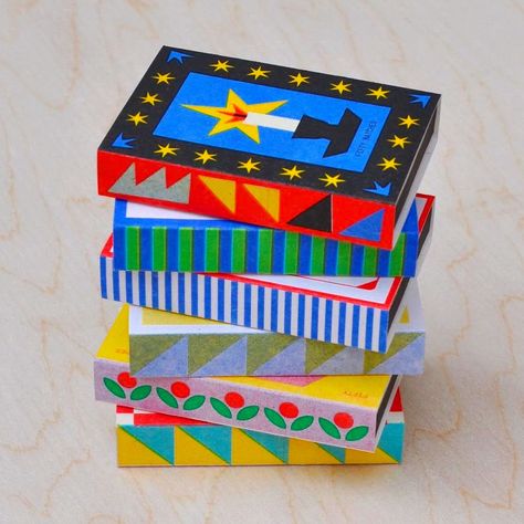 Beauty is in the detail: big crush on these small riso printed matchboxes & colour frenzy matches from @hellosunroom (Malika) Painted Matchboxes, Match Box Art, Riso Print, Match Box, Big Crush, Painted Boxes, Box Art, Graphic Design, Paint