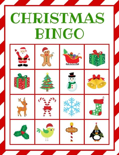 Christmas BINGO - Free Printable - Games For The Family, Bingo Printable Free, Holiday Bingo Cards, Bingo Free Printable, Printable Christmas Bingo Cards, Christmas Bingo Printable, Kindergarten Party, Christmas Bingo Cards, Bingo For Kids