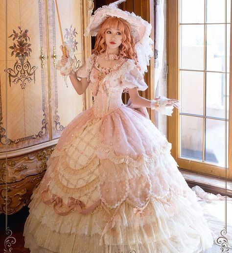 👑New Wish Hime Lolita Dress💕 👗🔎Dress search “HQ01” on glitzywonderland.com 🌎$459 Free Shipping To Worldwide✈️ 🛍️More… | Instagram Frilly Prom Dress, Castle Outfit, Princesses Dresses, Summer Castle, Fashion Subcultures, Princess Vibe, Oc Things, Fun Dresses, Asian Dresses