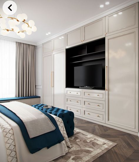 Wardrobe Tv Unit, Built In Bedroom Cabinets, House Interior Design Ideas, Tv Unit Designs, Wardrobe Tv, Bedroom Built Ins, Bedroom Wall Units, Tv Lounge, Bedroom Tv Wall