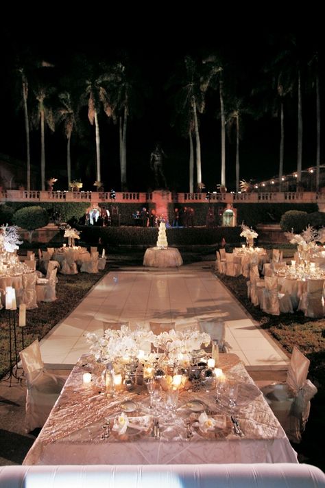 Courtyard Wedding Reception, Evening Wedding Reception, Monique Lhuillier Bridal, Honeymoon Registry, Ringling Museum, Circus Wedding, Courtyard Wedding, Reception Photography, Wedding Reception Photography