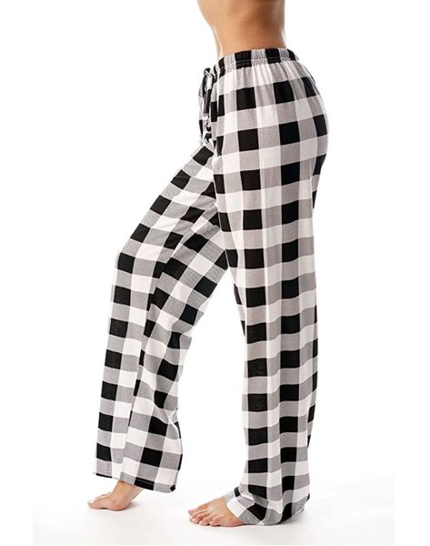 Pj Pants, Pajama Pants, Pajamas, Wide Leg, Lounge, Pants For Women, Trousers, Plaid, Black And White