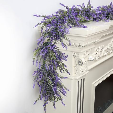 PRICES MAY VARY. 【Lavender Flower Garland】Bring a touch of purity, romance, elegance, and tranquility to any space with our lavender flower garland with Lights. This beautiful artificial lavender floral garlandis meticulously crafted to replicate the charm of real lavender flowers, adding color and romance to your mantle, porch, arch, or window 【All Season Garland Decor】Designed to fit seamlessly into any season, our lavender garlands for decoration is the perfect year-round decoration. Its time Wildflower Garland, Lavender Garland, Lavender Engagement, Decor With Flowers, Arch Background, Lavender Bathroom, Wall Arch, Lavender Decor, Flower Garland Wedding