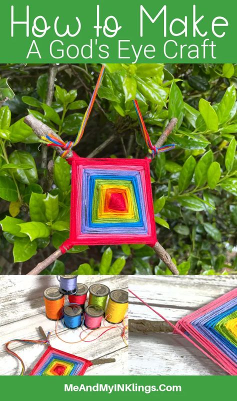 How to Make a God's Eye Craft with Embroidery Floss - Laura Kelly's Inklings God's Eye Craft How To Make, God's Eye Craft, Embroidery Floss Crafts, Anchor Art, God's Eye, Anchor Embroidery, Popular Crafts, Yarn Craft, Gods Eye