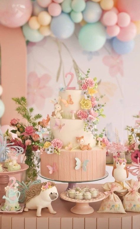 Secret Garden Birthday Cake, Garden Themed 1st Birthday Party, Butterfly Garden Cake Ideas, My Fairy First Birthday Theme, Garden Party 1st Birthday Girl, Fairy First Birthday Party Cake, Garden Baby Shower Theme Girl, Baby Shower Fairy Theme, My Fairy First Birthday Decor