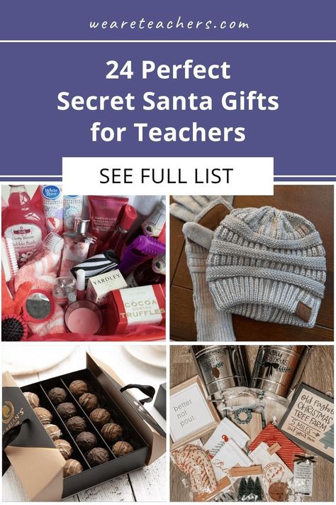 Need a Secret Santa gift for teachers? Here are 24 no-fail Secret Santa gifts from our community of teachers—all for 25 bucks or less. Secret Santa Gift Ideas For Teachers, Secrets Santa Gift Ideas, Teacher Secret Santa Ideas, Secret Santa Ideas For Work, Secret Santa Girls, Teacher Wish List, Santa Reading, Funny Secret Santa Gifts, Teacher Career