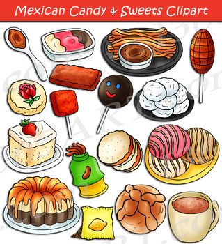 This set contains a variety of different Mexican Candy & Sweets. Learn all about these types of foods with this colorful graphics pack. This set contains 34 clipart files in both color and black and white.This download contains some of the following graphics. Candy spread, champurrado, chocoflan... Tamarind Candy, Corn Chili, Sweets Clipart, Candy Clipart, Mexican Candy, Classroom Materials, Food Clipart, Colorful Graphics, Tres Leches Cake