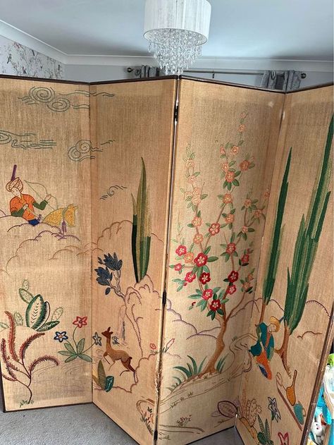 Four fold screen Chinese Screen, Dressing Screen, Screen Room Divider, Screen Room, Room Ideas, Divider, Room Divider, Screen, Art