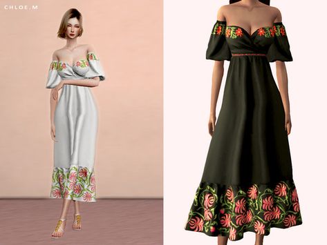 ChloeMMM's ChloeM-Flower Dress Sims 4 Piercings, Sims Clothes, Sims 4 Dresses, Sims 4 Characters, Digital Fashion, The Sims 4 Download, Sims Four, Sims4 Clothes, Sims 4 Mods Clothes