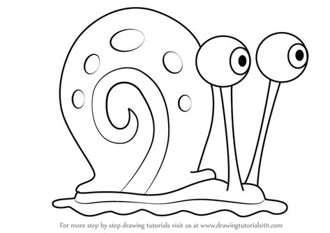 Learn How to Draw Gary the Snail from SpongeBob SquarePants (SpongeBob SquarePants) Step by Step : Drawing Tutorials Spongebob Characters Drawings, Gary The Snail From Spongebob, Gary Spongebob, Gary The Snail, Spongebob Coloring, Spongebob Cartoon, Art For Kids Hub, Spongebob Drawings, Spongebob Painting