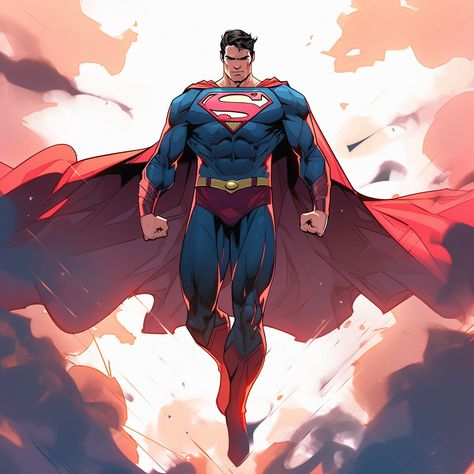 Superhero Original Character, Superman Digital Art, Dc Fan Art, Injustice Superman, Superman Anime, Superman Pose, Superman Comic Art, Superman Cartoon, Superman Cape