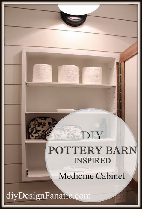 diy Design Fanatic: DIY Pottery Barn Inspired Medicine Cabinet Cottage Upstairs, Custom Medicine Cabinet, Farmhouse Medicine Cabinets, Cottage Mountain, Bathroom Medicine Cabinets, Medicine Cabinet Makeover, Pottery Barn Bathroom, Diy Keramik, Trash To Couture