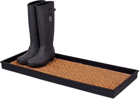 Amazon.com: BIRDROCK HOME Rubber Boot Tray with Coir Insert - 34 inch Decorative Boot Tray for Entryway – Shoe Mat – Waterproof - All Weather Indoor or Outdoor Use – Dog Water Food Bowl Wide Trays : Home & Kitchen Shoe Mat, Farmhouse Serving Trays, Shoe Tray, Heavy Duty Boots, Cowboy Coffee, Boot Tray, Water Food, Entryway Shoe, Rubber Boot