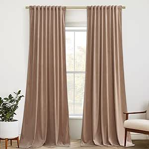 StangH Velvet Curtains for Bedroom 108 inches Long, Soft Thick Thermal Insulated Privacy Window Drapes Elagant Home Decors for Sliding Door, Blush Beige, W52 x L108, 2 Panels Dark And Cozy, Elegant Curtains, Window Privacy, Curtain Rings, Darkening Curtains, Velvet Curtains, Window Drapes, Room Darkening, Elegant Homes