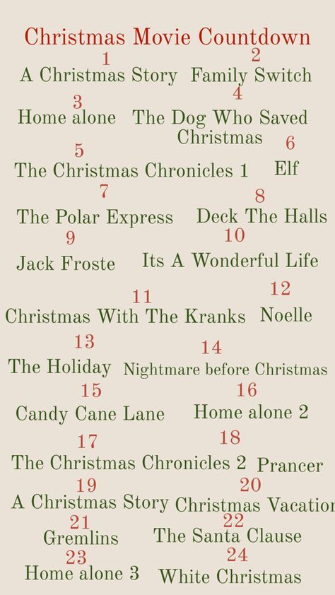 24 movies till Christmas countdown Christmas Movie Countdown, Movie Countdown, Home Alone 3, Christmas With The Kranks, Academia Aesthetic Outfit, Home Alone Christmas, Polar Express, Christmas Movie, Christmas Vacation