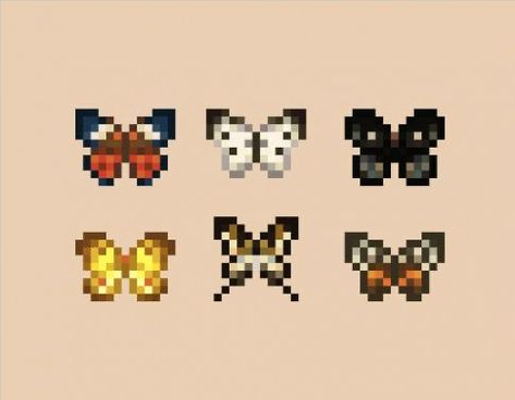 Pixel Butterfly Pattern, Pixel Room Art, Pixel Minecraft Art, Pixel Art Acnh, Pixel Art Cute Animals, Minecraft Butterfly, Acnh Pixel Patterns, Pyssla Ideas Aesthetic, Pixel Drawing Aesthetic