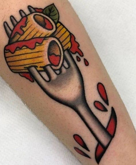 Coffee Tattoo Ideas Traditional, Neo Traditional Food Tattoo, Traditional Funny Tattoo, American Traditional Tattoos Food, Silly American Traditional Tattoos, American Traditional Tattoos Funny, Silly Traditional Tattoos, American Traditional Food Tattoo, Weird American Traditional Tattoo