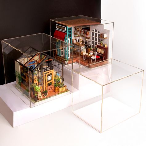 Dollhouse Cafe, Acrylic Display Box, Acrylic Display Case, Model Building Kits, Show Room, Dollhouse Toys, Acrylic Board, Dollhouse Kits, Wooden Dollhouse