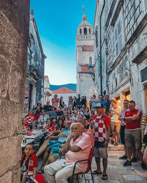 Just a few football supporters supporting the Croatian team in the World Cup in Korčula ⚽️ 🇭🇷⚽️ Croatia Football, Croatia, World Cup, Photo Wall, Favorite Places, Football, Wallpapers, The World, Wall