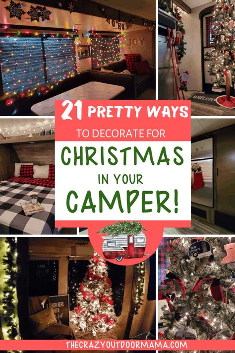 21 Pretty Christmas Camper Decor Ideas (for all sizes of campers!) Camping Organization Ideas, Camper Decor Ideas, Camper Decorations, What To Take Camping, Decorating Your Rv, Travel Trailer Organization, Cozy Travel, Christmas Camper, Rv Holiday