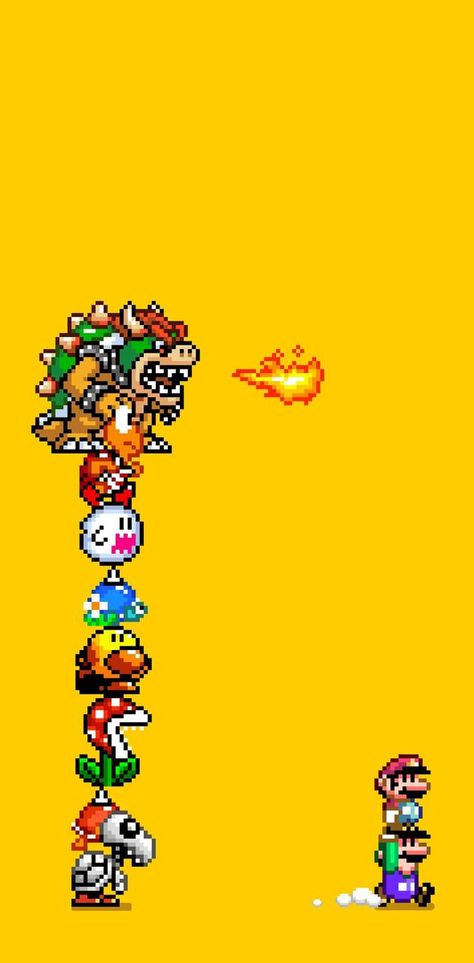 Mario X Bowser, Super Mario Wallpaper, Mario Wallpaper, Super Mario Maker 2, Super Mario And Luigi, Game Wallpaper Iphone, Retro Gaming Art, Mario Games, Super Mario World