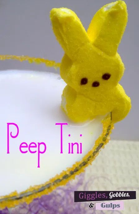 Peep-Tini Easter Martini Easter Martini, Lemonade Cocktail Recipe, Marshmallow Bunnies, Holiday Martinis, Easter Drink, Easter Cocktails, White Chocolate Liqueur, Marshmallow Bunny, Lemonade Cocktail