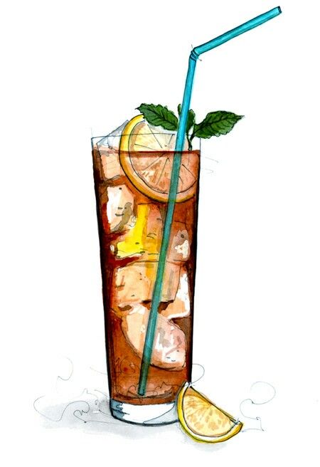 longbluestraw by Tracy Hetzel : ice tea Tea Illustration, Cocktail Illustration, Food Sketch, Food Artwork, Long Island Iced Tea, Food Illustration Art, Watercolor Food, Cocktail Art, Food Painting