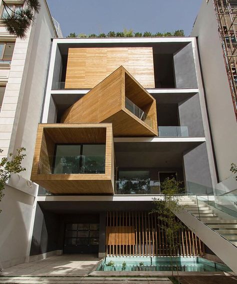 Design architect genius of my day: Nextoffice 👏🏻👏🏻👏🏻 #Tehran #Iran #Architecture #Design #Architects #Global #Moving #Boxes #OpenClosed #Shift #Introverted #Extroverted #Moveable #View #Security #LoveIt Cubic Architecture, Luxury Exterior, Tehran Iran, Modern Architecture House, House Architecture Design, Cool House Designs, Tehran, Residential Architecture, Beautiful Buildings