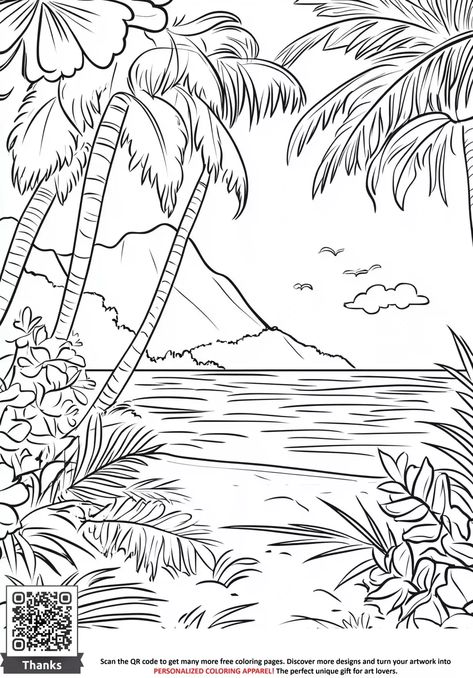 Detailed scenery pages for art therapy.. #Coloring_Book_Pages_For_Adults #Unique_Tile #Printable_Coloring_Book #Free_Printable_Coloring Beach Coloring Pages, Unique Tile, Printable Coloring Book, Making Waves, Free Printable Coloring, Beach Scenes, Coloring Book Pages, Tropical Beach, Art Therapy