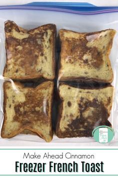 Freezer French Toast, Easy Weekday Breakfast, Easy Cinnamon French Toast, Make Ahead French Toast, Freezer Desserts, Toaster Oven Recipes, Homemade French Toast, Best Freezer Meals, Oven Top