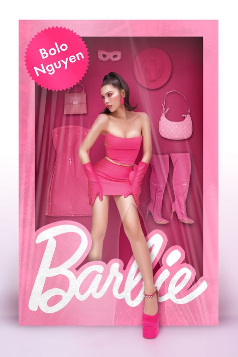 Barbie Creative Ads, Barbie Set Design, Barbie Flyer Design, Barbie Infographic, Barbie Shoot Ideas, Barbie Design Poster, Barbie Concept Art, Barbie Pubmat, Barbie Poster Design