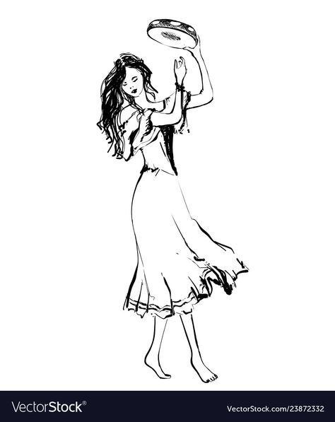 Woman Vector, Woman Sketch, Tambourine, Doodle Drawings, Transparent Png, Line Drawing, Png Images, Photo Art, Hand Drawn