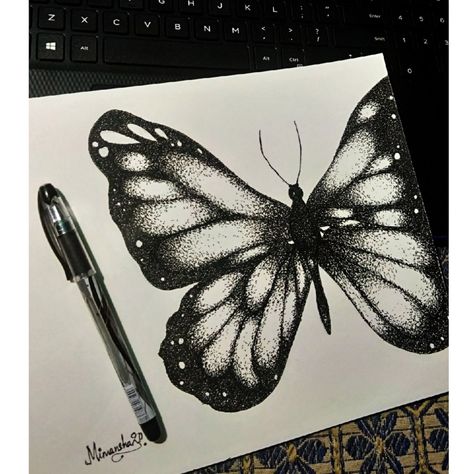 🦋 BUTTERFLY 🦋 Dot Art Butterfly, Art Splatter, Stippling Drawing, Negative Space Art, Stippling Art, Art Sketches Doodles, Pen Art Drawings, Blue Aesthetic Pastel, Naruto Uzumaki Art