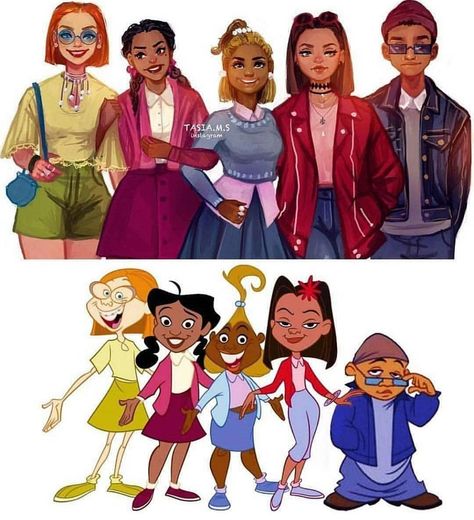 Via @africadopedaily - Penny Proud and her friends (from The Proud Family) in @tasia.m.s 🎨 style [grown up] vs original style. ✨… Penny Proud, Cartoon Characters As Humans, Proud Family, Cartoon As Anime, The Cartoon, Black Cartoon, Black Art Pictures, Old Cartoons, Cartoon Shows