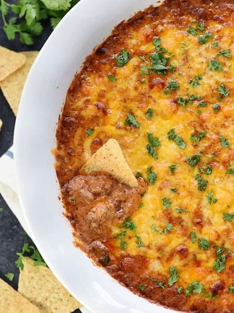 Beef Enchilada Dip, Enchilada Dip, Riverfront Home, Ground Beef Dinners, Blt Dip, Best Party Appetizers, Beef Enchilada, Cheesy Appetizer, Crock Pot Dips