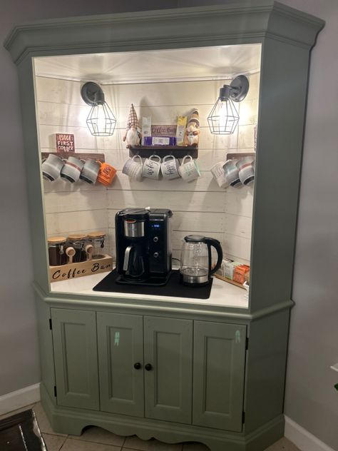 Coffee Bar Hutch, Bars Ideas, Coffee Mornings, Coffee Cabinet, Coffee Inspiration, Space Coffee, Coffee Bar Station, Diy Coffee Bar, Farmhouse Coffee Bar