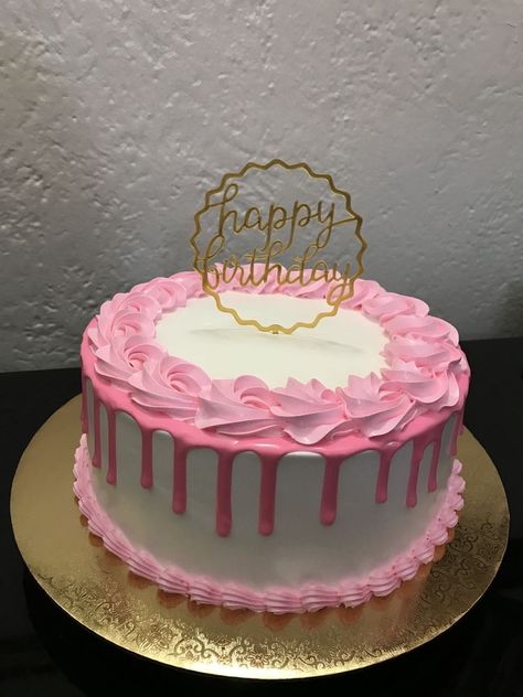 1 Layer Cake Design, Simple Cake Decorating Ideas For Beginners, Simple Cake Designs Birthday, Elegant Pink Cake, Birthday Cake For Women Simple, Simple Birthday Cake Designs, Tårta Design, Modern Birthday Cakes, Cake Designs For Girl