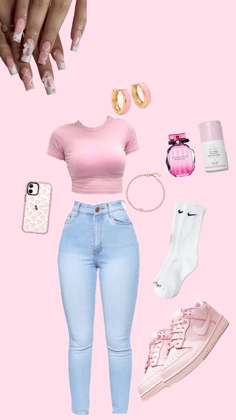 Pink Jordan 1 Outfit Women, Outfits With Pink, Going Outfit, Jordan 1 Outfit Women, Pink Jordans, Hair For School, Baddie Outfits Ideas, Chill Photos, Trendy Outfits For Teens