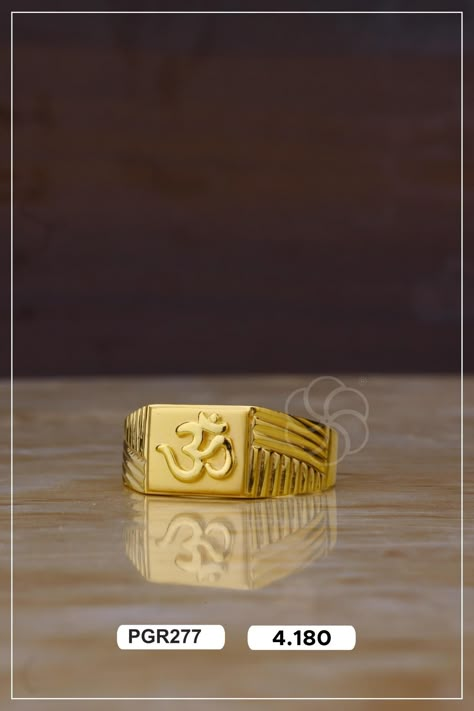 KUBER JEWELLERS B7 Om Rings For Men, Men's Rings Gold Indian, Men's Rings Gold, Gold Rings For Men, Man Gold Bracelet Design, Indian Gold Necklace Designs, Baby Jewellery, Mens Ring Designs, Jhumka Designs